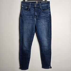 7 For‎ all Mankind The High Waist Ankle Skinny Jeans Slit Legs Size 28 x 26.5